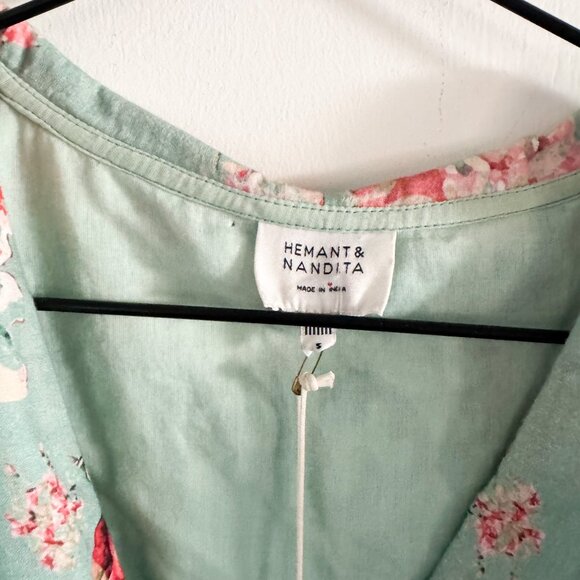 NWT Hemant & Nandita Olivia Blue Floral Bodysuit Blouse and Flare Pant Set S - Picture 4 of 7